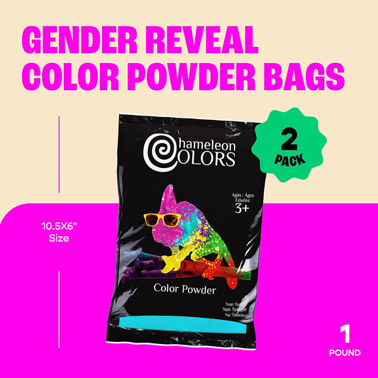 Blue & Pink Gender Reveal Powder - Two 1 Lb Bags - Vibrant Blue & Pink Color - Powder for Baby Boy or Girl Gender Reveal - Easy-Open Bags - Easy Cleanup - Non-Toxic