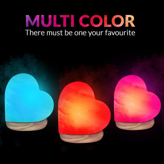 Heart USB Salt Lamp, Multicolor LED Night Light, 4-5 Lbs