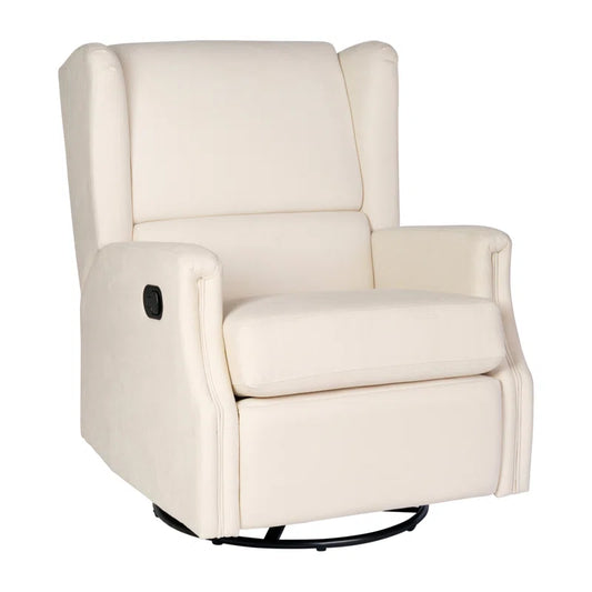 Jillean Upholstered Wingback Manual Rocking Glider Recliner Chair with 360° Swivel