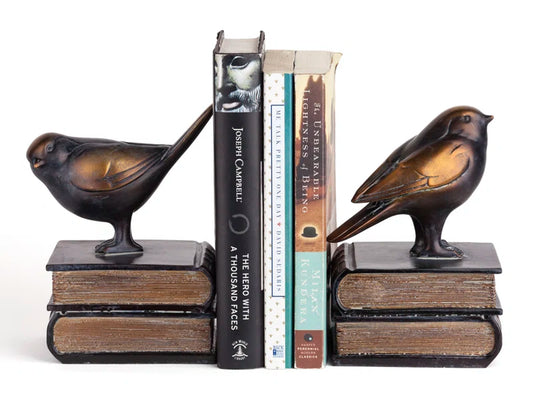 Nolley Farmhouse Birds on Books Resin Sculpture Non Skid Bookends