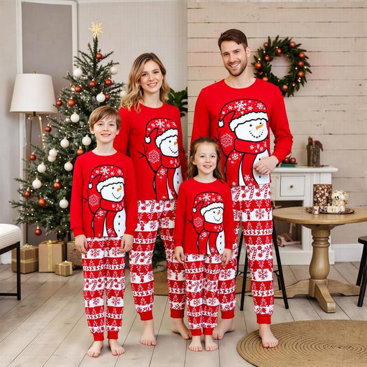 Christmas Pajamas for Family Holiday Christmas Pajamas for Couples Fitted Long Sleeve Crew Neck Snowman Cartoon Pajamas Matching Suits Christmas Pajamas for Kids Matching Christmas Pajamas Soft and Stretchy Family Matching Long Sleeve Sets 13031-D1