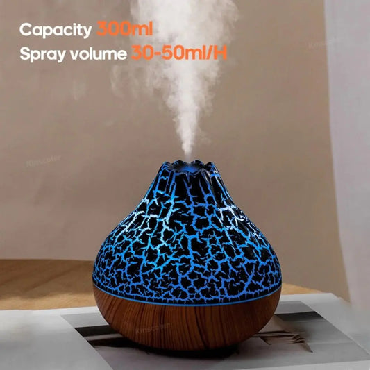Volcano Black Crackle LED Aromatherapy Diffuser