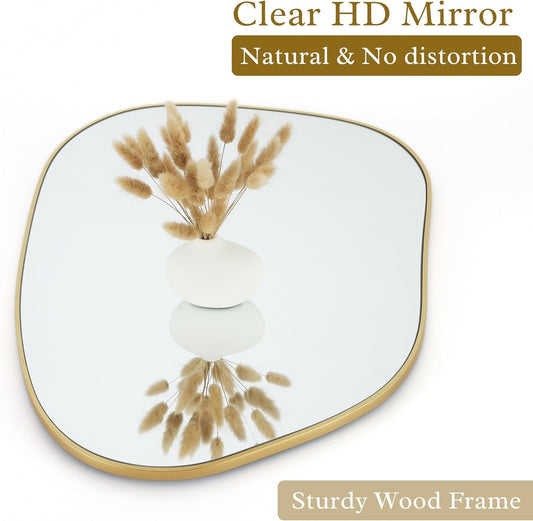 Asymmetrical Gold Mirror 28 By 20 Inches Wood Frame