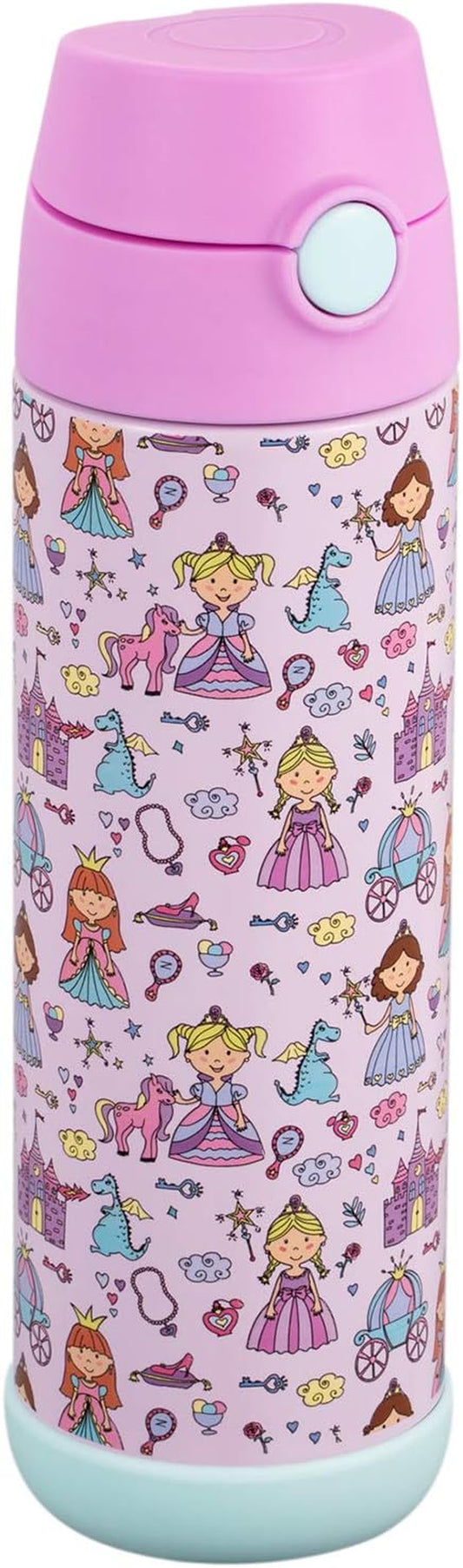 Insulated Kids Water Bottle with Straw & Spout – Double-Wall Stainless Steel, Leakproof, Easy-Flip Lid – for School, Travel, Toddlers & Big Kids - Princess, 17Oz