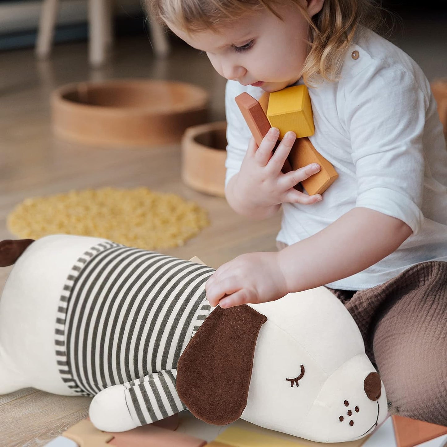 Stuffed Animals Dog 23.6Inches Large Plush Pillow for Kids Jumbo Kawaii Plushies Puppy Soft Toy Hugging Body Pillow for Sleeping Corgi Plushie Birthday Gift for Girls Boys