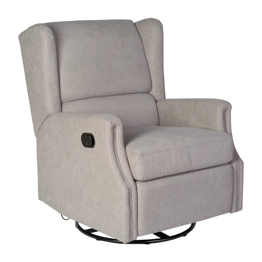 Jillean Upholstered Wingback Manual Rocking Glider Recliner Chair with 360° Swivel