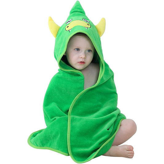 Unisex Baby Animal Hooded Bath Towel Soft Cotton Beach Swimming Bathrobe for 0-6T, Green