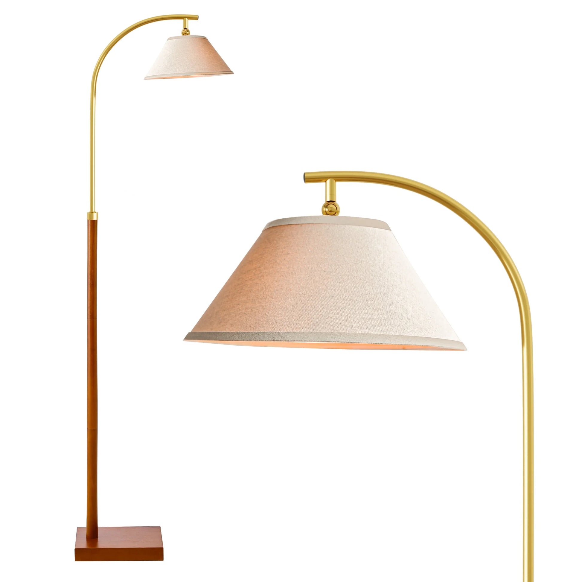 63" MDF Metal Tall Floor Lamp with Lamp Shade, Farmhouse Standing Lamp for Bedroom, Living Room, Office