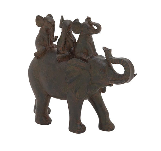 Teeken Polystone Elephant Decorative Brown Sculpture