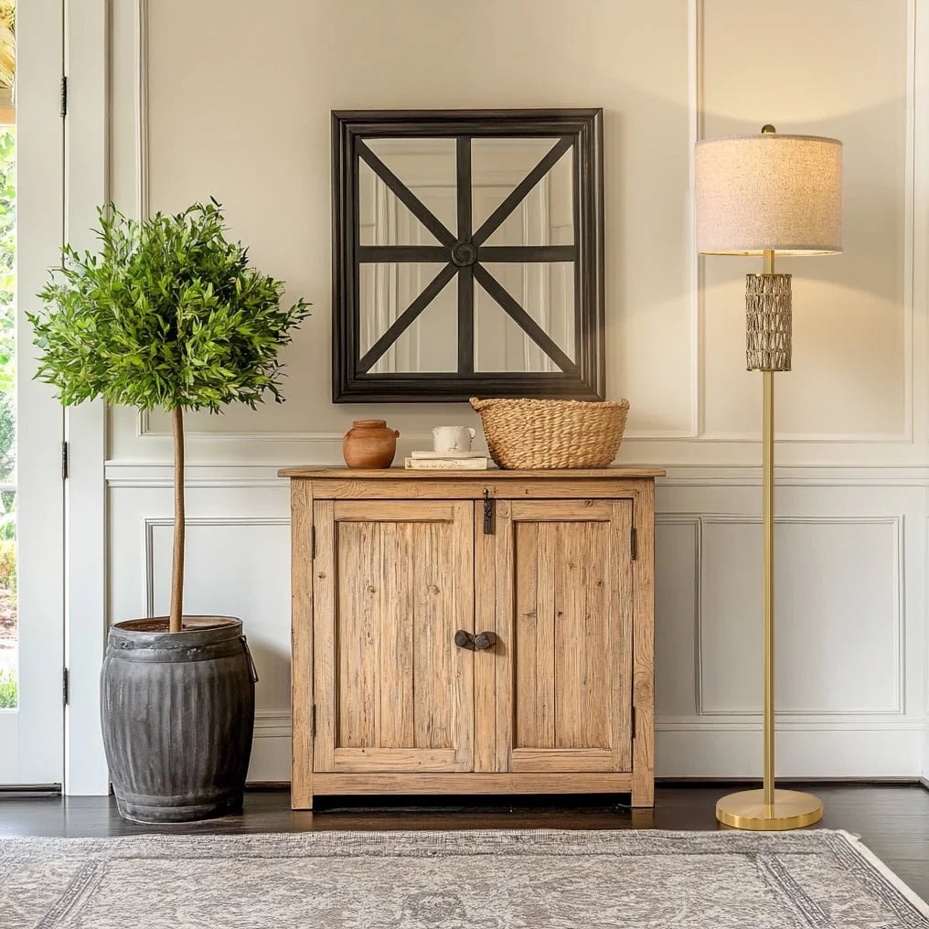 62" Farmhouse Gold Floor Lamp for Living Room with Twine Body,Retro Tall Standing Lamp for Bedroom, Office,Lighting,Decor