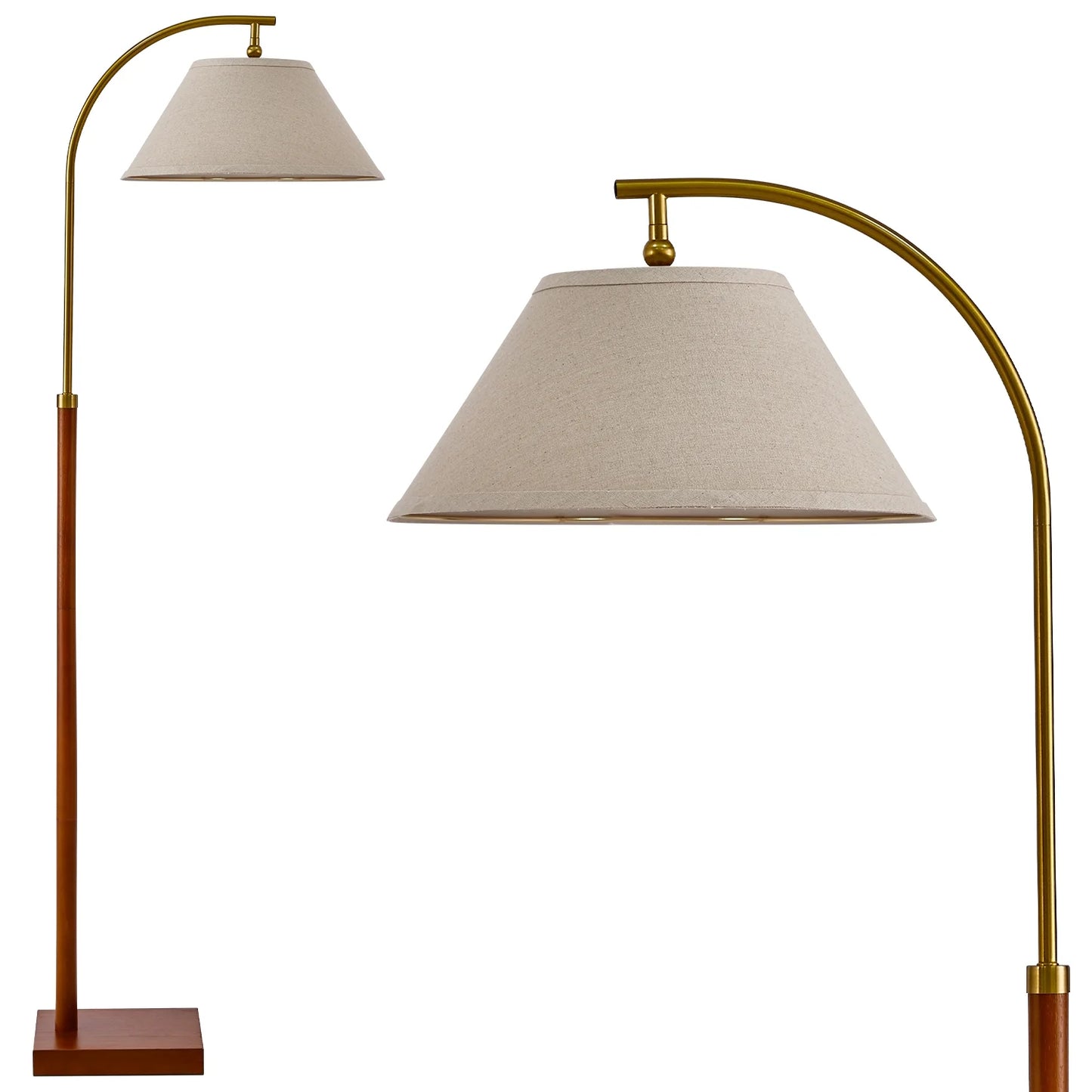 63" MDF Metal Tall Floor Lamp with Lamp Shade, Farmhouse Standing Lamp for Bedroom, Living Room, Office