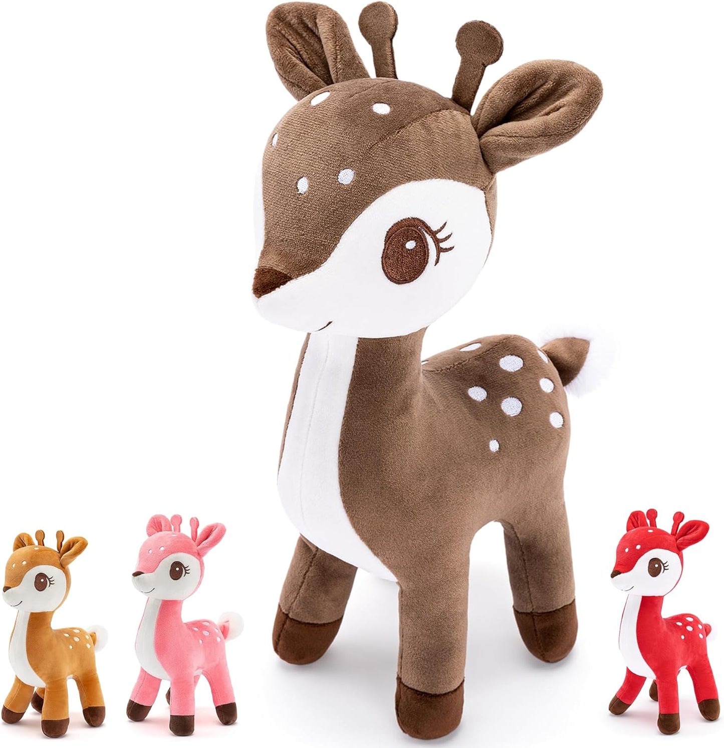 Deer Stuffed Animal, Stuffed Deer Plush Toy, Deer Gifts for Girls, Small Deer Stuffed Animals, 10 Inch Cute Plushie Deer Toy, Deep Brown Stuffed Deer Plush for Kids, Birthday