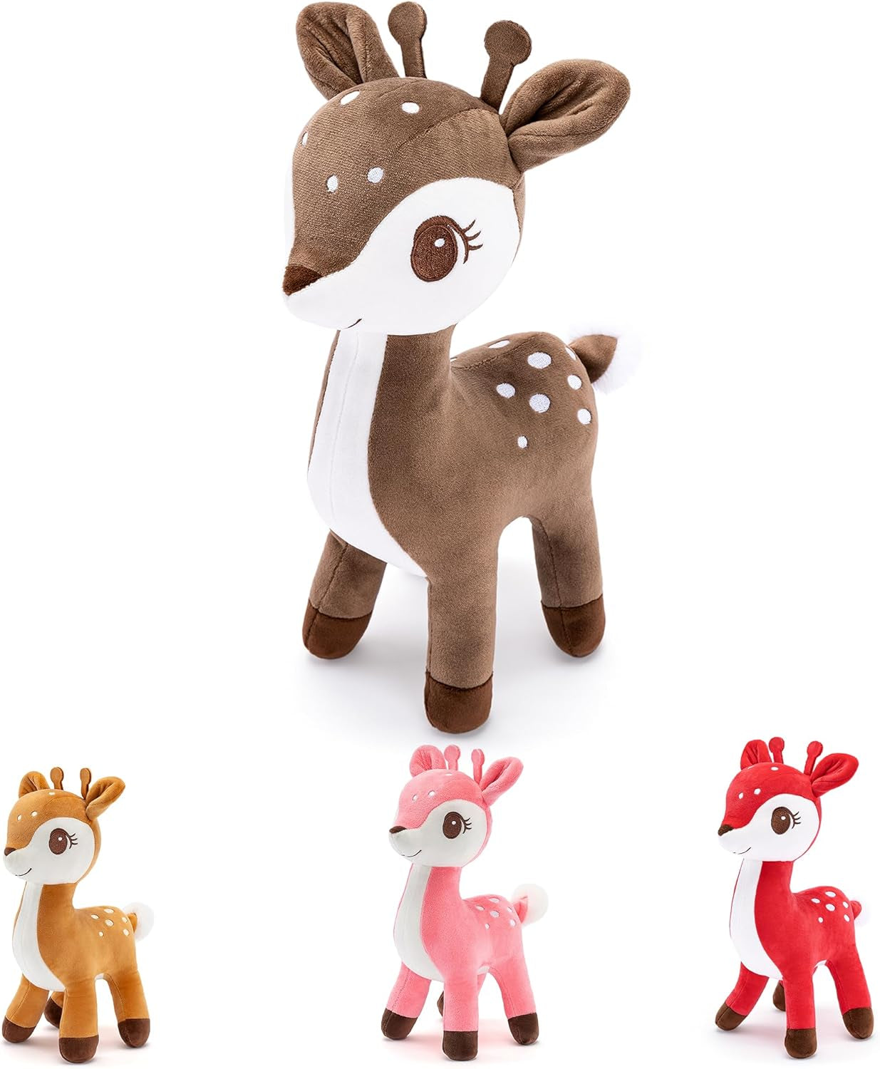 Deer Stuffed Animal, Stuffed Deer Plush Toy, Deer Gifts for Girls, Small Deer Stuffed Animals, 10 Inch Cute Plushie Deer Toy, Deep Brown Stuffed Deer Plush for Kids, Birthday