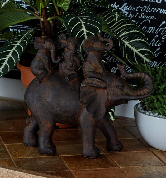 Teeken Polystone Elephant Decorative Brown Sculpture