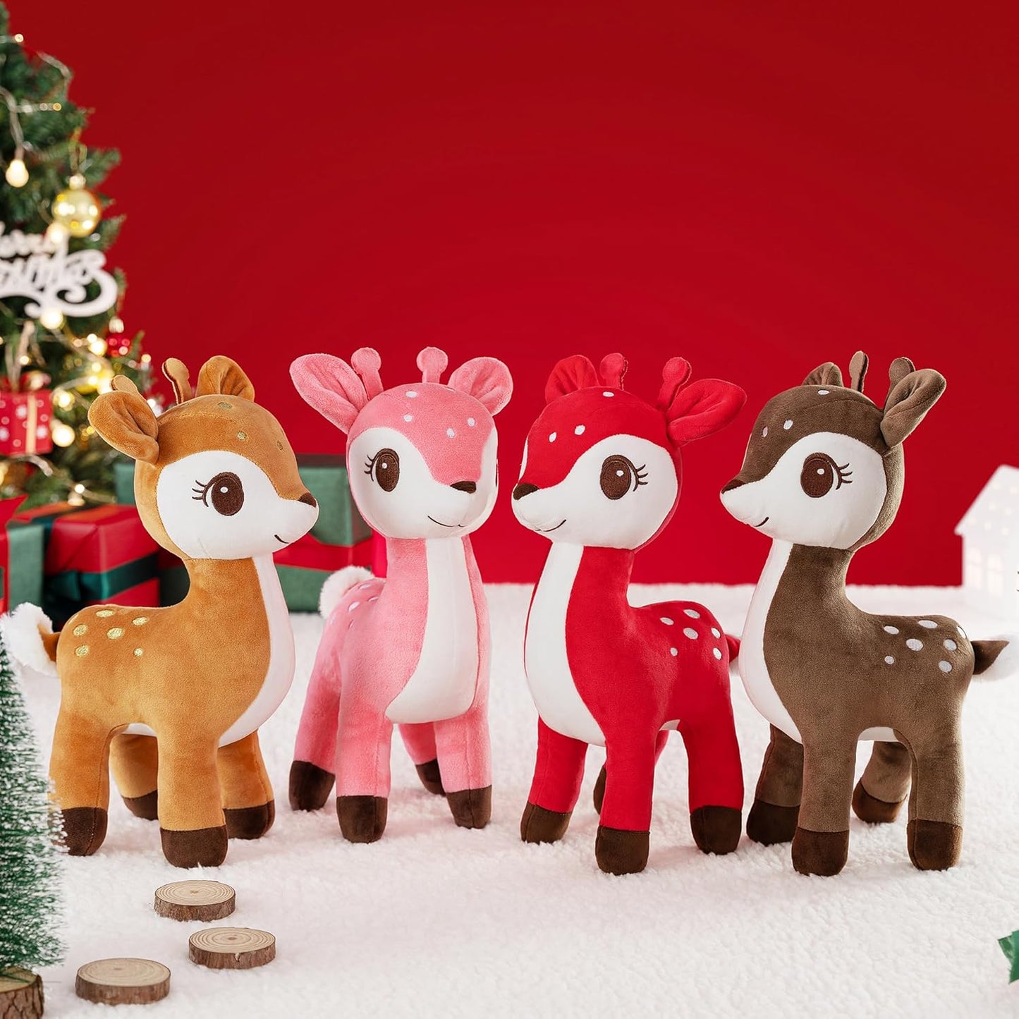 Deer Stuffed Animal, Stuffed Deer Plush Toy, Deer Gifts for Girls, Small Deer Stuffed Animals, 10 Inch Cute Plushie Deer Toy, Deep Brown Stuffed Deer Plush for Kids, Birthday