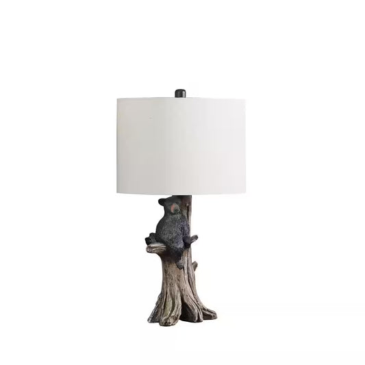 Black Bear on a Tree 24.75 In. Polyresin Table Lamp
