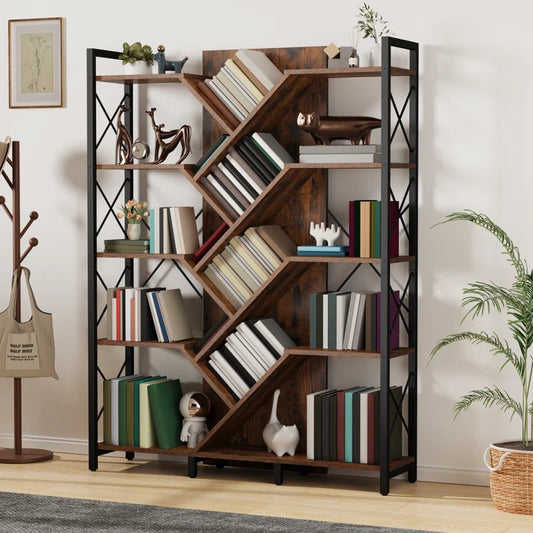 Mong 70" H X 55"W Display Shelves Wood Etagere Bookcase