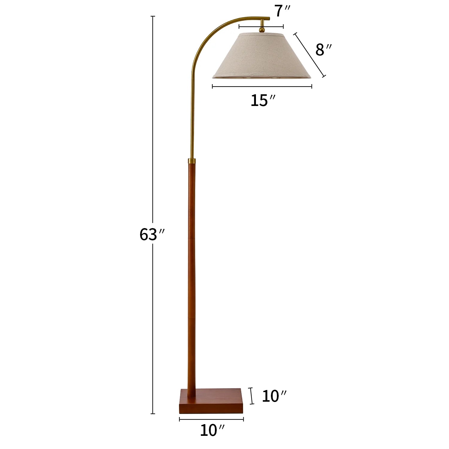 63" MDF Metal Tall Floor Lamp with Lamp Shade, Farmhouse Standing Lamp for Bedroom, Living Room, Office
