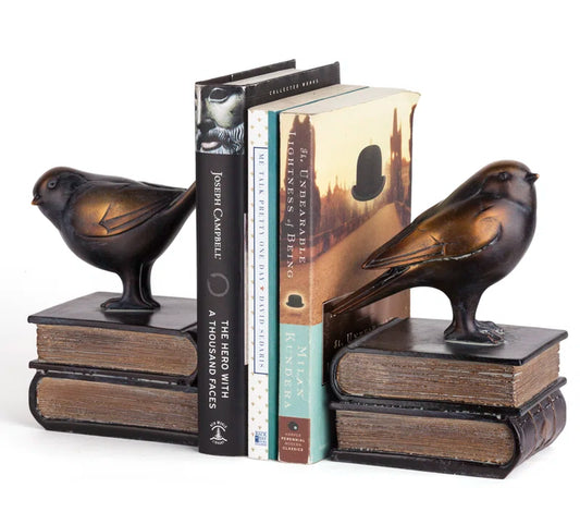Nolley Farmhouse Birds on Books Resin Sculpture Non Skid Bookends