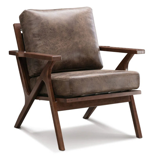 Salma 33" Wide Solid Wood Frame Upholstered Mid Century Modern Retro Accent Chair