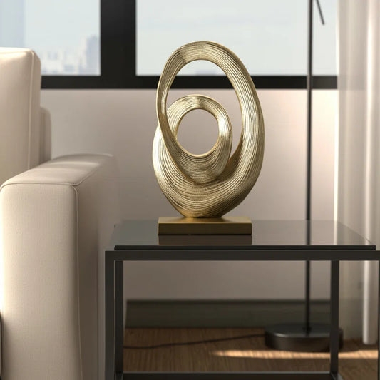 Zarielle Modern Gold Aluminum Abstract Sculpture - 20" Decorative Metal Accent for Home or Office