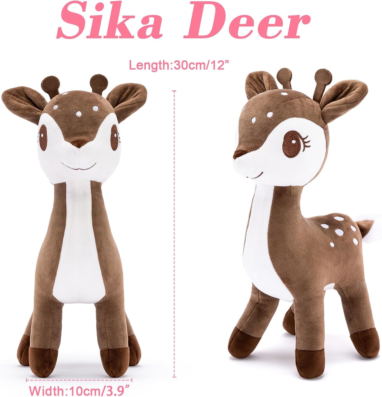Deer Stuffed Animal, Stuffed Deer Plush Toy, Deer Gifts for Girls, Small Deer Stuffed Animals, 10 Inch Cute Plushie Deer Toy, Deep Brown Stuffed Deer Plush for Kids, Birthday
