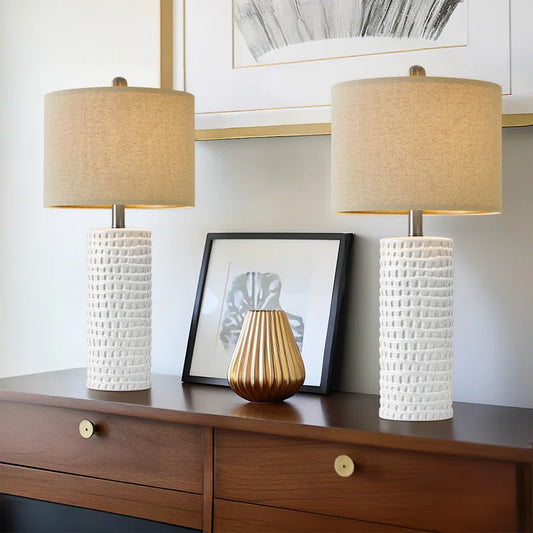 Anazagene 24＂Modern Ceramic Table Lamp Set, Suitable for Living Room, Bedroom, Office